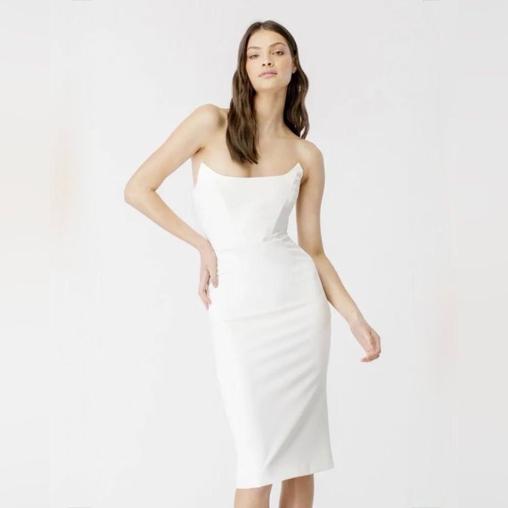 BARDOT Kamilla Strapless Midi Dress • White •Size M/6 • NWT Sold Out